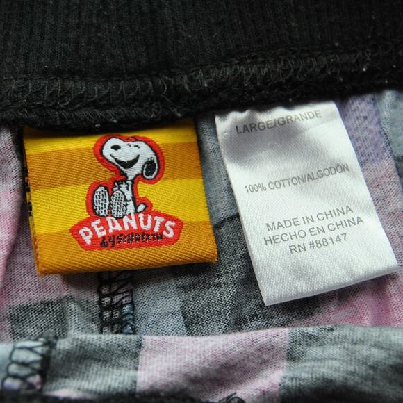 Snoopy Sleeping Shorts Plaid Pink & Blue Peanuts By Schulz Large - Picture 3 of 4